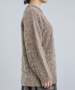 muuc 〈ふっくら柔らか高品質 キッドモヘア×アルパカ×ウール〉〈2サイズ展開〉模様編みプルオーバー ブラウン