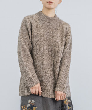 muuc 〈ふっくら柔らか高品質 キッドモヘア×アルパカ×ウール〉〈2サイズ展開〉模様編みプルオーバー