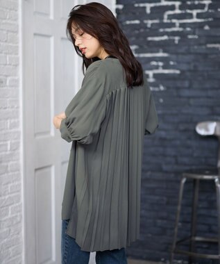 ANY L 【洗濯機可】バックプリーツシャツ チャコール