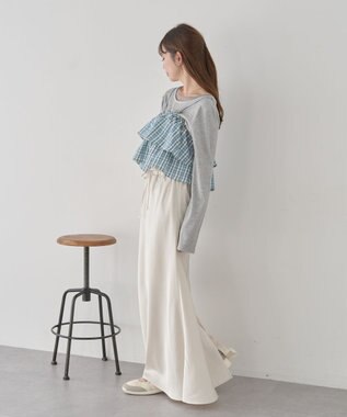 earth music&ecology 【予約】アソートチェックティアードビスチェ チェックサックス