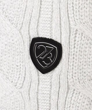 23区GOLF 【WOMEN】ラメケーブルジップアップカーディガン　防風裏地付き ホワイト系