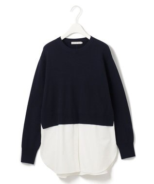 ICB L 【WEB&一部店舗限定カラーあり】クロスコンビ ニットプルオーバー ネイビー系