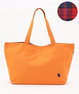 J.PRESS LADIES 【完全受注生産】ポーチ付き キャンバス トートバッグ オレンジ×レッドチェック系