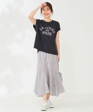 ANY SIS フレンチスリーブロゴ スウェット ネイビー