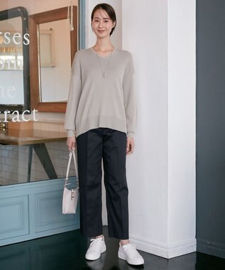 自由区 【XSサイズ~/接触冷感・吸湿・速乾】COOLMAX ワイドパンツ ネイビー系