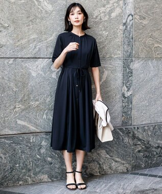 ANY SIS ジョーゼットジャージー ワンピース ネイビー