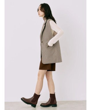 earth music&ecology テーラードジレ Check Brown