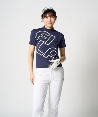 FILA GOLF／marie claire 【FILA GOLF】 バックプリントモックネックシャツ ネイビー