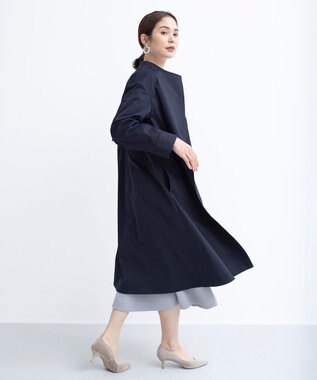 組曲 L 【WEB限定】コットンライクツイル スタンドネックコート ネイビー系