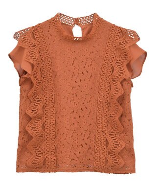 Green Parks ・Ｐｅｔｉｔ　Ｆｌｅｕｒ　フレンチレーシーブラウス Brown
