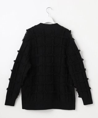 自由区 【カトリエムブーケ】Check frange フリンジカーディガン ブラック