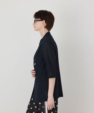 GRACE CONTINENTAL シアーハーフスリーブジャケット ネイビー