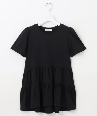 Feroux 【UVケア】ティアードチュニック Tシャツ ブラック系