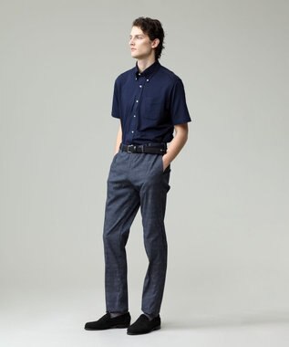 J.PRESS MEN 酷暑の清潔感もこれ一枚で【吸水速乾 / 抗菌防臭 / 防シワ】【J.PRESS OXFORD JERSEY】カノコインレイ半袖 シャツ / B.D. ネイビー系