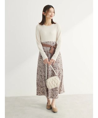 Green Parks ・ＥＬＥＮＣＡＲＥ　ＤＵＥ　リブ×フラワーキリカエワンピ