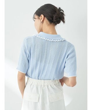 earth music&ecology フリルニットポロ Sax