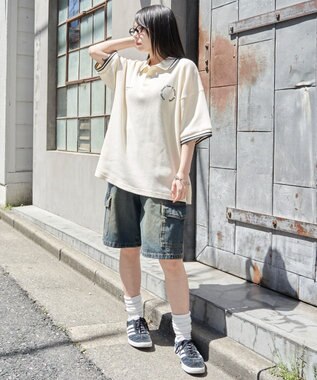 WEGO 【ユニセックス着用ITEM/MLサイズ展開】ワッフルラインポロ オフホワイト