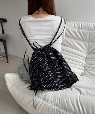 WEGO ドロストリボンギャザーナップサック 柄1