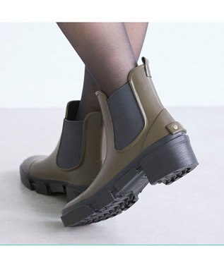 MODE ET JACOMO <carino>【レイン対応】サイドゴアレインブーツ カーキ