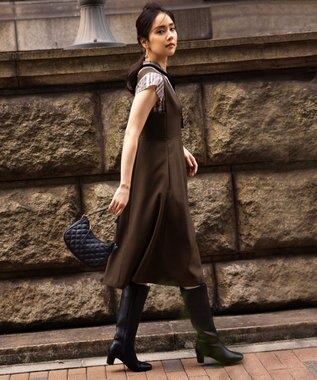 組曲 【リボンタイ付き】シアーツイルチェック ブラウス ベージュ系3