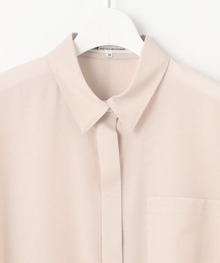 23区 L 【洗える】シアーマットクロス ロング シャツ ベージュ系