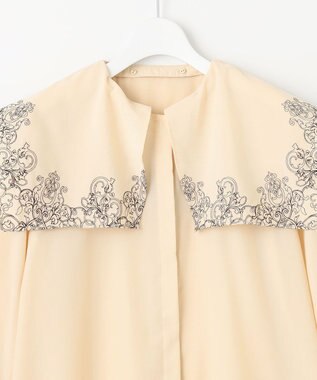 自由区 S 【2WAY・洗える】コードエンブロイダリー襟付き ブラウス シャンパンベージュ