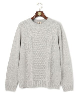 J.PRESS MEN 【KING SIZE】【Cash Lamb’s wool】ケーブルニット / クルー ライトグレー系