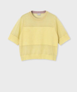 Paul Smith 【洗える】シアーボーダー 半袖ニット ライトイエロー