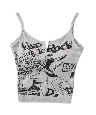 WEGO 【カップ付きインナー】グラフィックリブキャミソール グレー