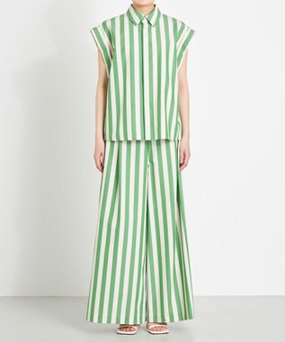 NAVE 【Nave 　洗える】ワイドストライプ　パンツ ライトグリーン系1