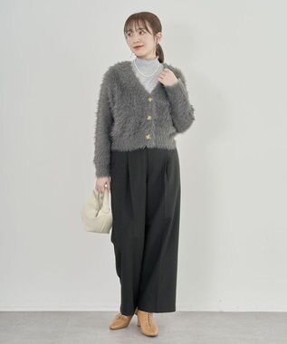 Green Parks ・Ｐｅｔｉｔ　Ｆｌｅｕｒ　シャギーニットカーディガン Charcoal Gray