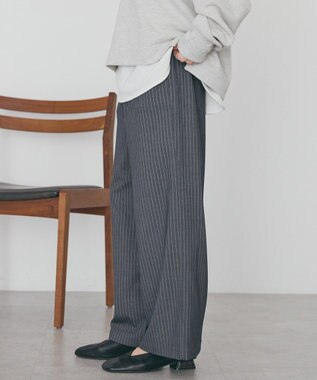 AMERICAN HOLIC 【イージーケア】ベイカーリラックスパンツ Stripe Gray