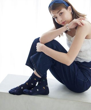 Tiaclasse トレリス＋カラーフラワーソックス ネイビー