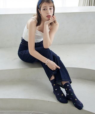 Tiaclasse トレリス＋カラーフラワーソックス ネイビー