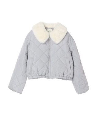 earth music&ecology ファーカラーブルゾン Grayish Blue