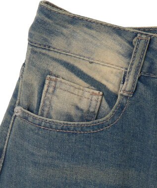 WEGO ウオッシュドデニムハーフパンツ デニム中濃色