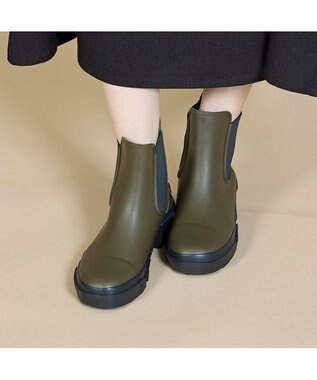 MODE ET JACOMO <carino>【レイン対応】サイドゴアレインブーツ カーキ
