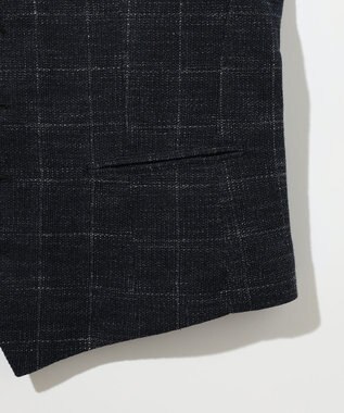 JOSEPH ABBOUD 【イタリア素材/軽量/ストレッチ】サマーツィードジャージーチェック プリント ベスト ネイビー系4