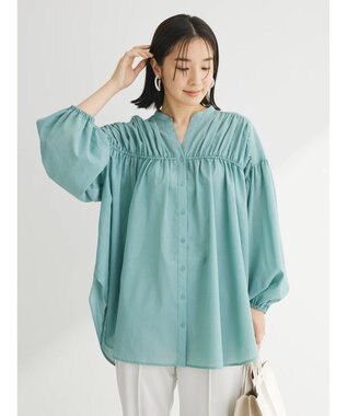 Green Parks シャーリングボリュームスキッパーチュニック Blue Green