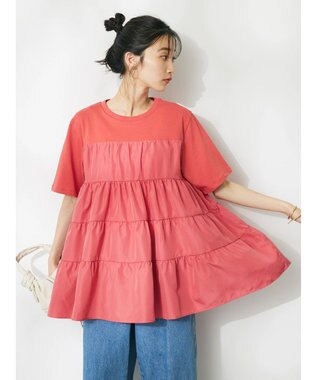 CRAFT STANDARD BOUTIQUE 異素材ティアードカットチュニック Orange