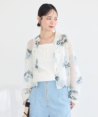 earth music&ecology 【WEB限定】シアーショートシャツ Flower