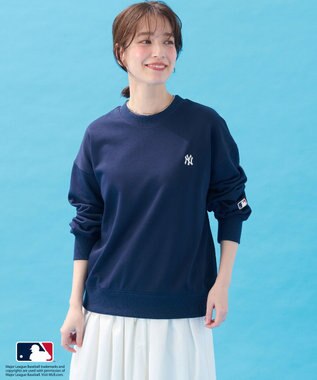 ANY 【洗濯機可/UVケア】MLB/メジャーリーグベースボール クルーネックスウェット ネイビー