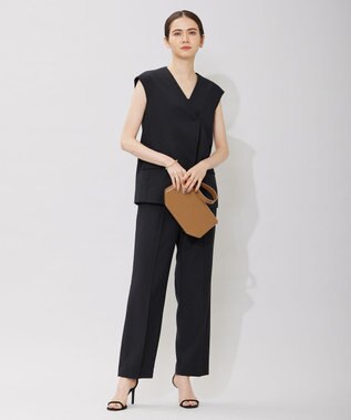 ICB 【接触冷感・速乾・洗える】T.R.Liプレーンウィーブ ジレ ブラック系