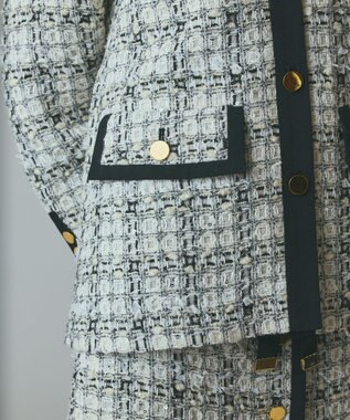 GRACE CONTINENTAL トリミングツイードショートコート ホワイト