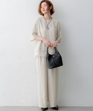 23区 S 【WEB&一部店舗限定】ストレッチジョーゼット ワイドパンツ ベージュ系