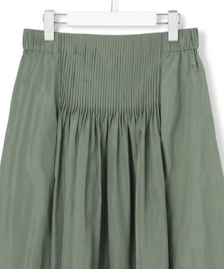 ICB L エステルメモリータフタ ピンタックスカート スモークグリーン系