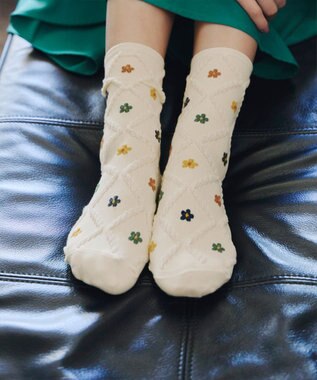 Tiaclasse トレリス＋カラーフラワーソックス オフホワイト