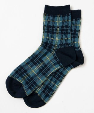 WEGO ジャガードチェックソックス ネイビー