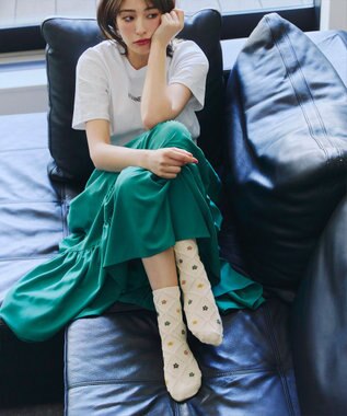 Tiaclasse トレリス＋カラーフラワーソックス オフホワイト