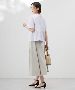 J.PRESS LADIES 【洗える・抗菌防臭・吸水速乾】サッカージャージー ペプラム カットソー オフ×ラベンダー系